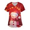 Ladies' Christmas Printed Fashionable V-neck Pocket Short Sleeved  Uniform And Caregiver Top
