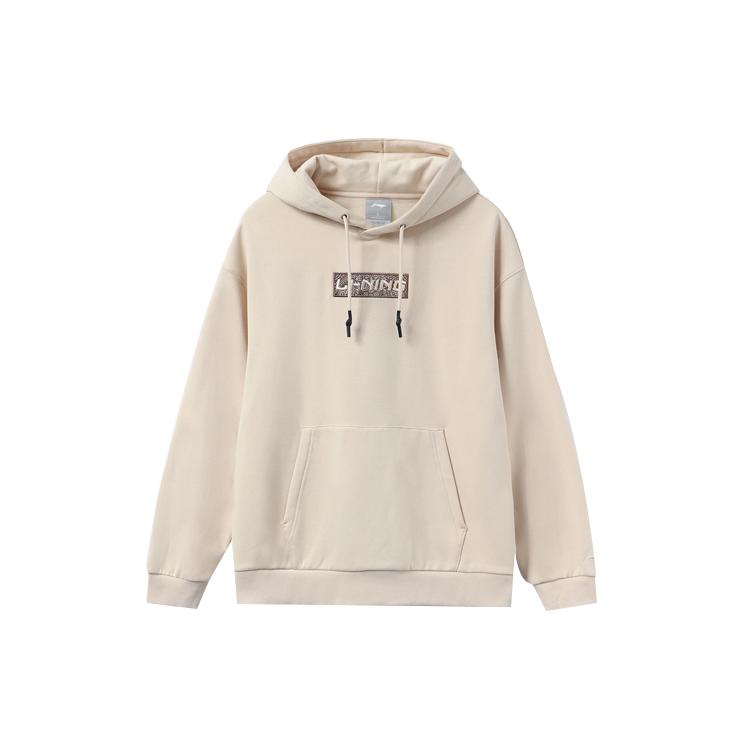 Li Ning Sports Fashion Collection Embroidery Logo Loose Fit Fleece Lined Thermal Hooded Long Sleeved Sweatshirt Unisex AWDRB74-5