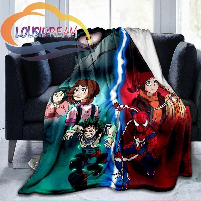 My Hero Academia Nadýchaná vlněná deka Flanel Hřejivost Měkká plyšová pohovka Throw čtvercová deka Tourist