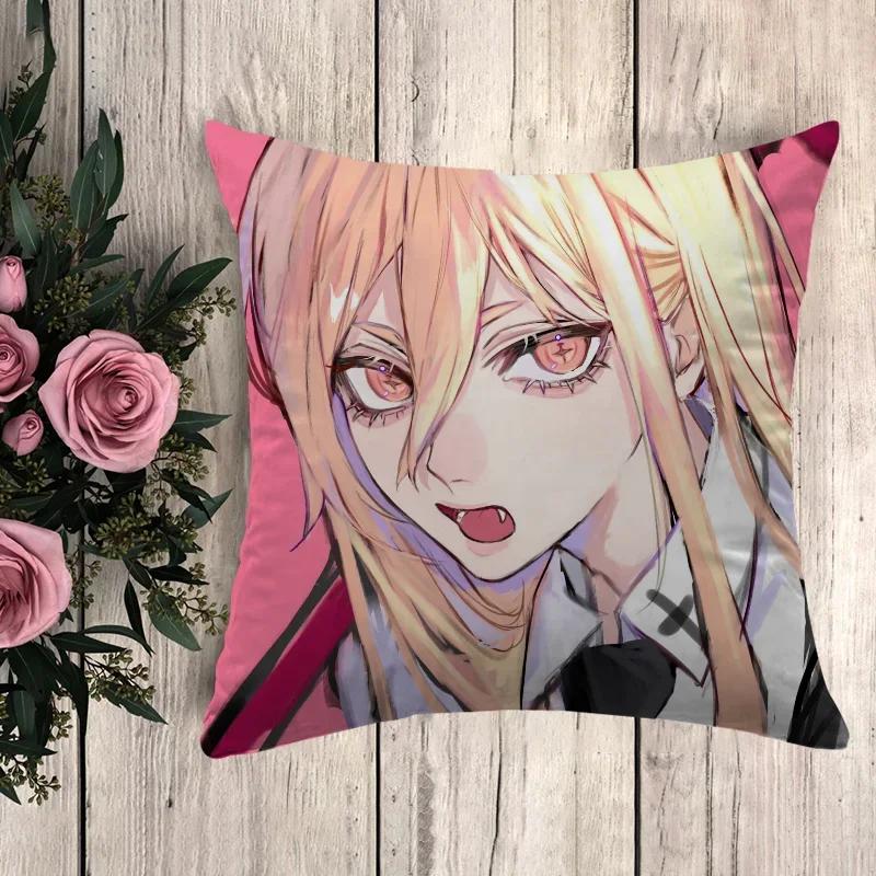 Anime Pillow Chainsaw Man Throw Pillows Pilow Cases Decorative Pillowcase Fall Decor Cushion Cover Car Decoration
