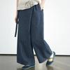 Women Vintage Straight Pants Blue Loose Button Spring Denim Trousers Casual Soft Female Pants