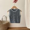 Retro Knit Infant & Toddler Vest - Spring/Autumn Korean Style, Pure Cotton, Newborn Baby Cardigan