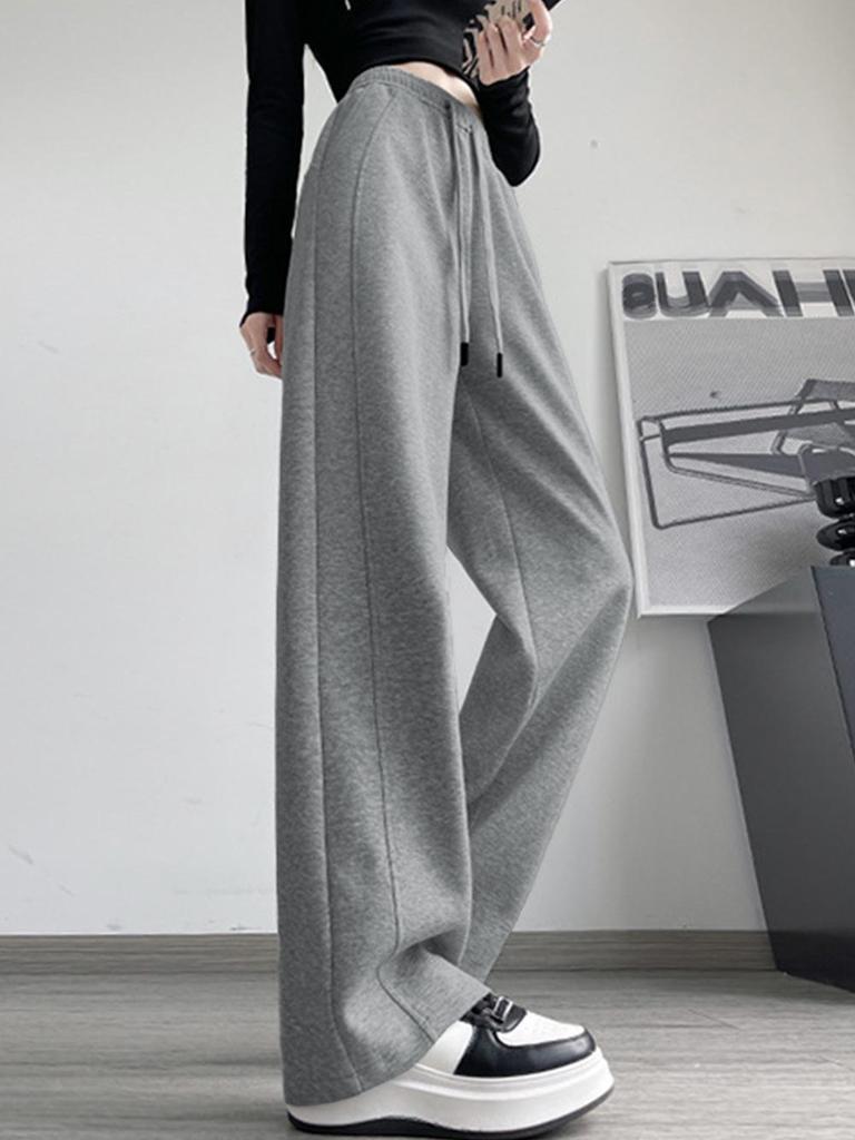2025 Korean Fashion Women's Slimming High-Waisted Straight-Leg Pants for Autumn/Winter