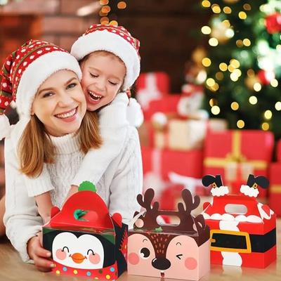 Noel Serisi Şeker Kutusu Noel Yeni Yaratıcı Sevimli Şeker Kare Hediye Kutusu Noel El Taşıma Kutusu Kurabiye Kek Pasta Kutusu