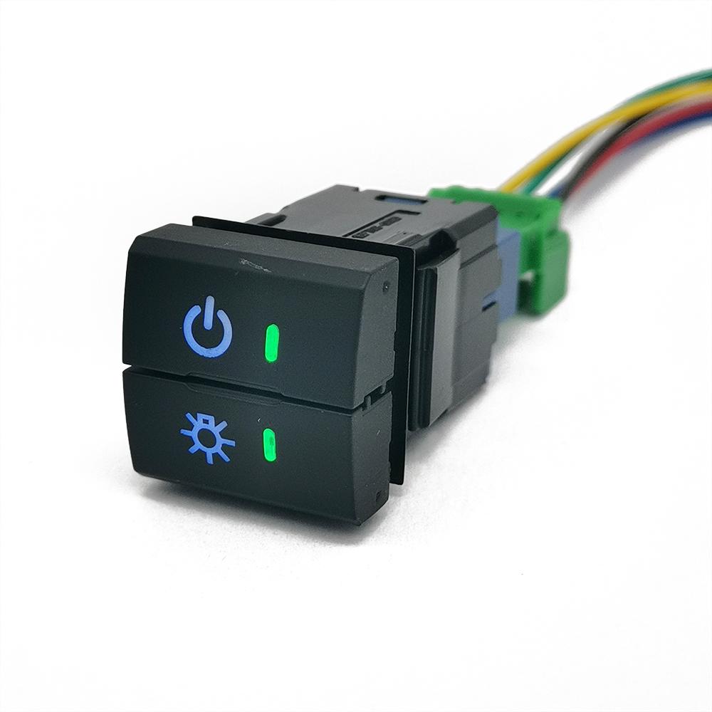 1PC Car Modified Dual Switch LED DRL Fog Light Spotlight Radar Switch Button with Wire for Toyota Prado Senna LC300 Accessories