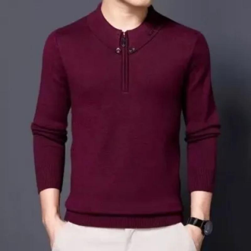 Pulover Cardigan Tricotat Gros de Iarnă cu Fermoar Călduros pentru Bărbați de Vârstă Mijlocie și Vârstnici