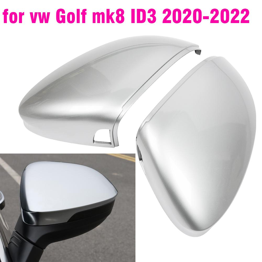 For VW Golf  8 MK8 ID3 2020 2021 2022 Mirror Covers Caps RearView Mirror Case Cover Matt Silver Covers