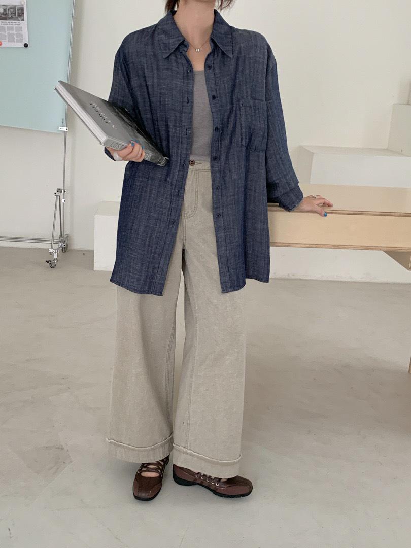 GAGD Wabi-Sabi Frayed Patchwork Wide-Leg Jeans for Petite Pear-Shaped Women S