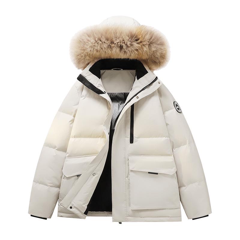 Herren Parka mit Kapuze und Pelzkragen - Dicke, Warme, Trendige Winterjacke mit 90% Weißen Entendaunen