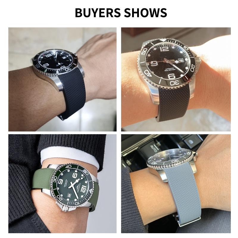 For Longines Conquest L3.781 L3.782 L3.742 L3.642 Silicone Rubber Dive Watch Band Replacement Strap 21mm Cut Adjustable Bracelet