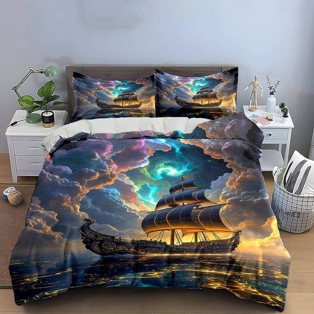 Sailing ship amidst clouds. Bedding sets Duvet cover sets Duvet covers Pillowcases(1 * Duvet Cover 2 * Pillowcases without duvet insert)