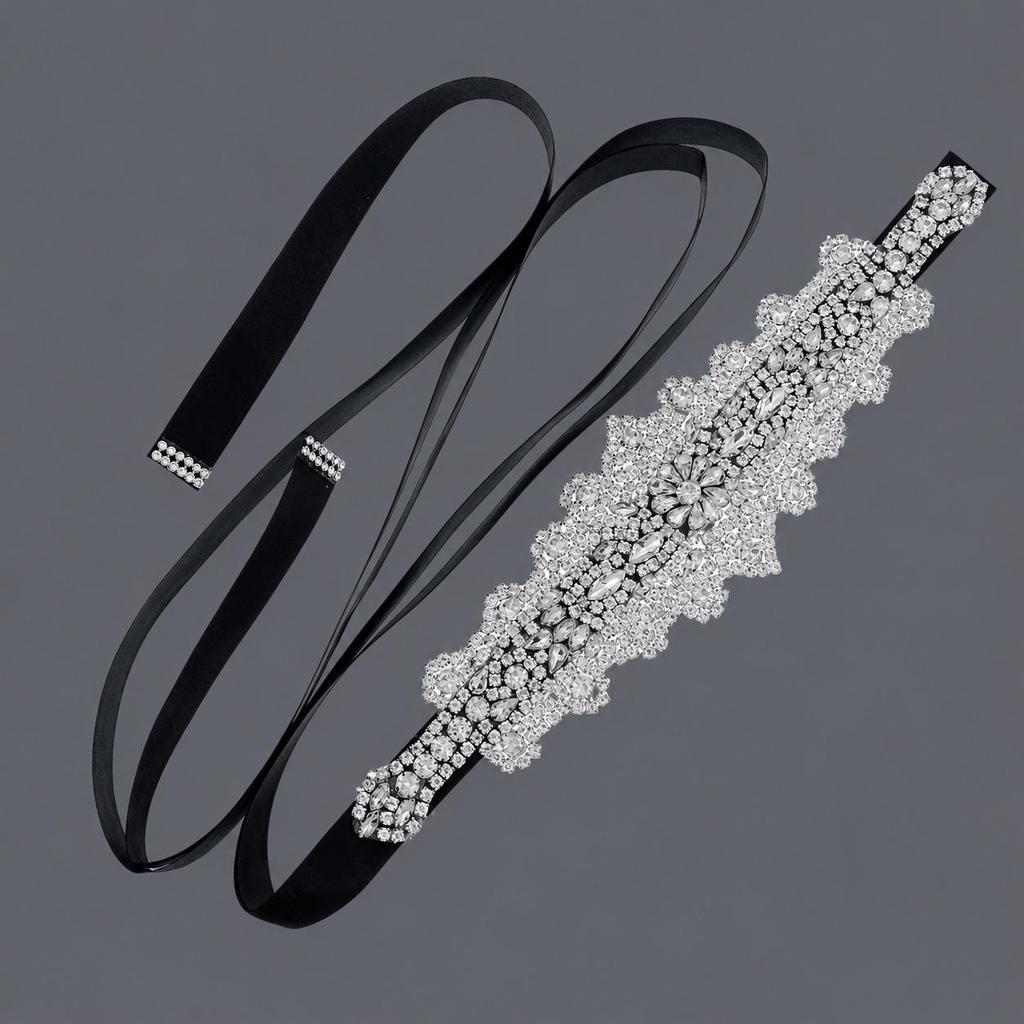 Elegant Silver Rhinestone Wedding Belt – Versatile High-End Dress Accessory for Fashion Shows and Performances