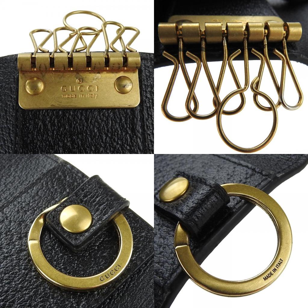 Used GUCCI Key holder 435305 GG Marmont leather black black six hooks