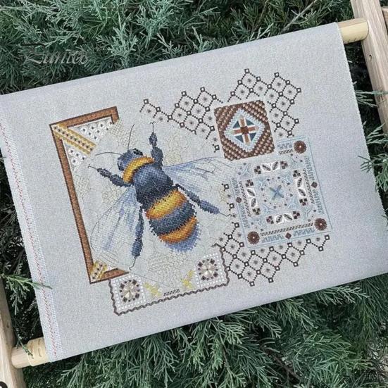 Kit de broderie Set de broderie albine cu cărți de culoare Practică cusătura în cruce Cusătură pe spate Kit de artizanat bricolaj Material pentru broderie