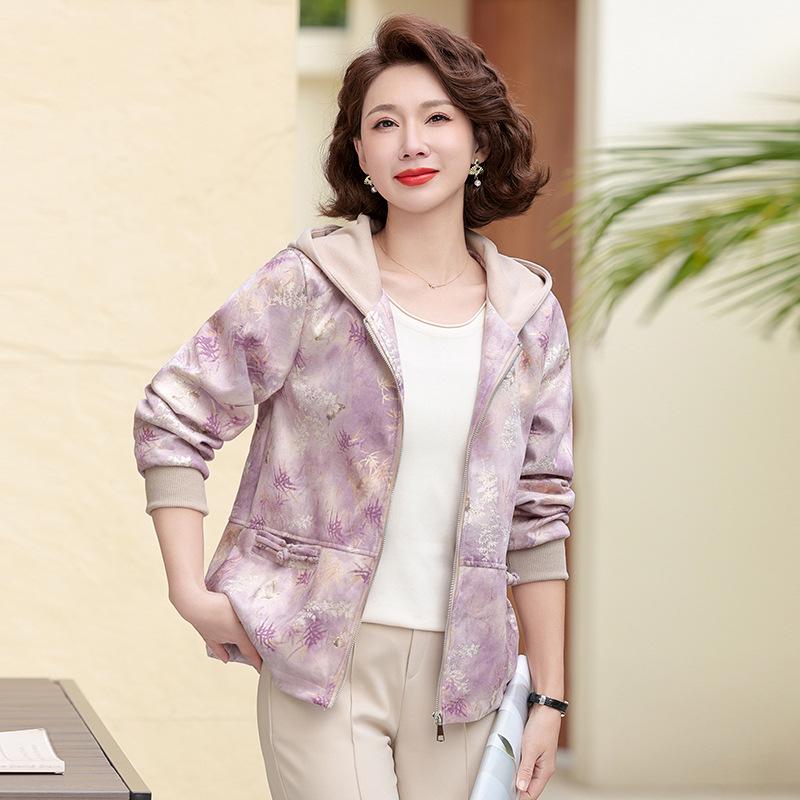 

Мамин весенне-осенний комплект тренча для женщин среднего возраста: Короткий жакет и топ для 40-50 лет 2XL (Recommended for 55-60 kg)