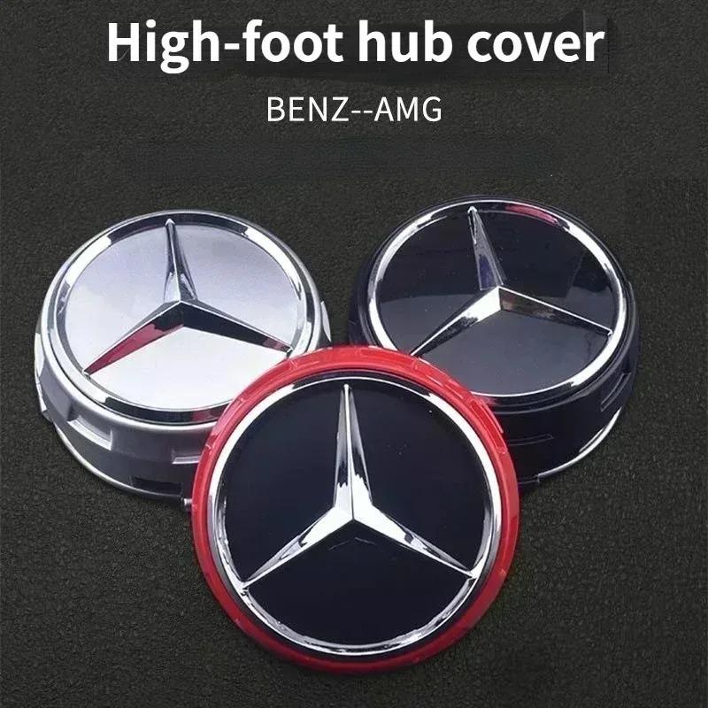 2026 New 4pcs 75mm Black Red Raised Car Styling Wheel Center Cap For Mercedes Benz AMG A0004000900 DU1