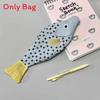 Cartoon Fish Pencil Case Canvas Storage Bag With Zipper For Students And Kids