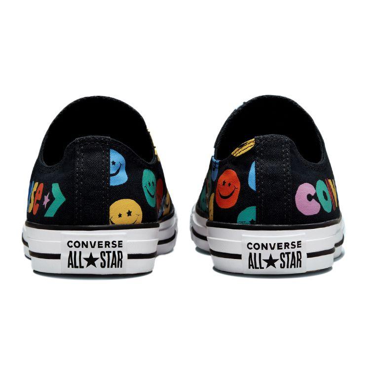 Converse Chuck Taylor All Star Trendy Versatile Smiley Print Low Top Canvas Shoes Unisex Sneakers Black 172827C