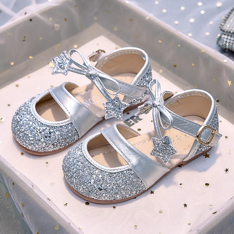 2026 Little Princess Pink Crystal Shoes - Sparkly Autumn Flats for Girls