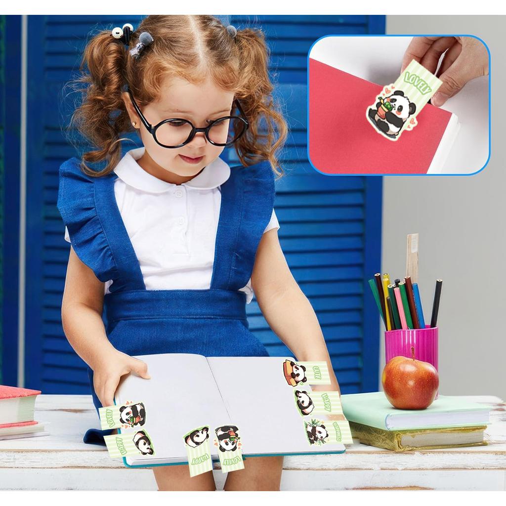 Set of 4 Magnetic Panda Bookmarks Animal-Themed Fold-over Page Markers for Books, Creative Gift for Readers & Students