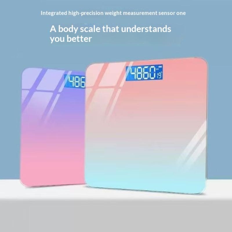 Smart Electronic Health Scale Tempered Glass Surface Lcd Digital Display Gradient Color Multiple Colors Digital Weighing Scale