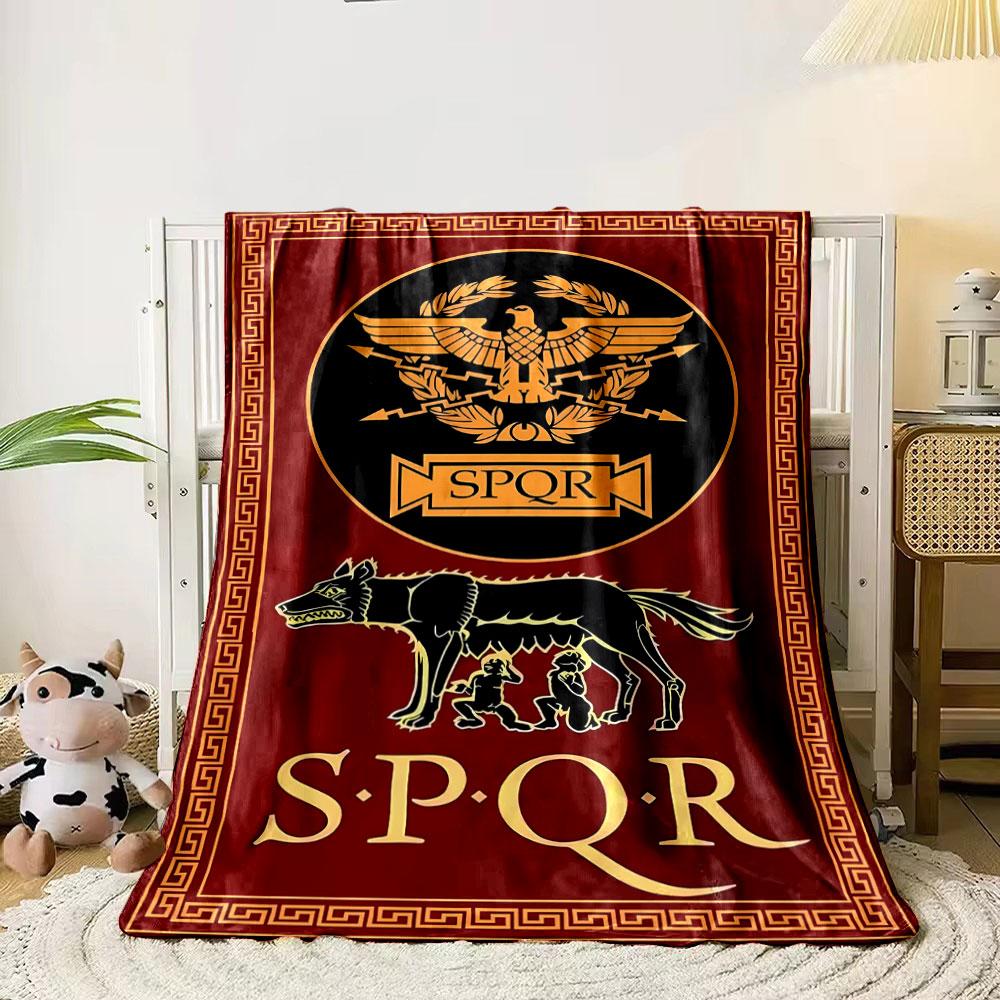 SPQR Roman Empire Themed Blanket with She-Wolf and Legion EagleBlanket for Livingroom Couch lunch break throw for Friend's festival Gift