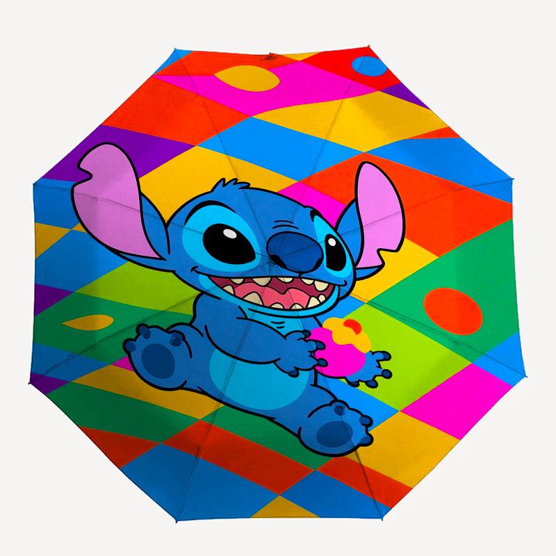 Stitch, Colorful Automatic Opening and Closing Umbrella, Compact Travel Umbrella, Lightweight and Portable, Suitable for Beach Commuting Bus