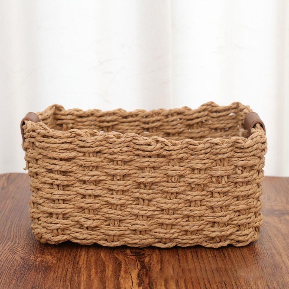 Woven Cosmetics Storage Basket Decorative Handmade Snacks Storage Containers Simple Multi-functional Storage Bins