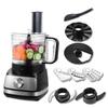 TopStrong 6-in-1 Food Processor 800W 2L Silver Multifunctional Chopper Slicer Shredder Kneader Dough Blender 3 Speeds Pulse EU