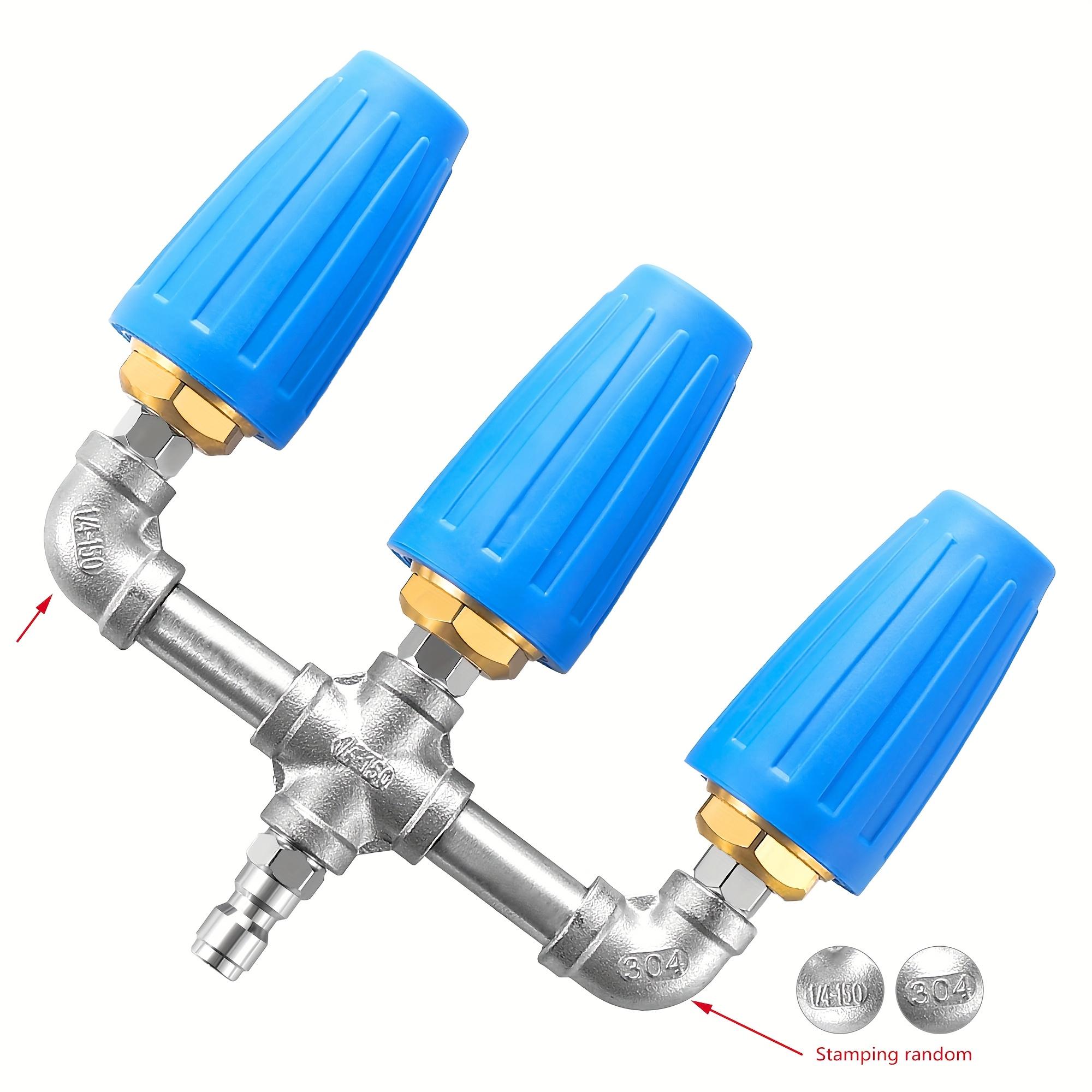 

1 шт. Тройная турбо-насадка для мойки высокого давления, вращающаяся на 360° с быстроразъемным соединением 1/4 , 2.0 отверстие, металлическая насадка 3-в-1 для наружного силового и газонного оборудования 3in1 синий