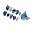 Square Press On Nails Almond Fake Nails Blue False Nails with Butterfly Design Full Cover Acrylic Glue On Nails Artificial Stick On Nails for Women