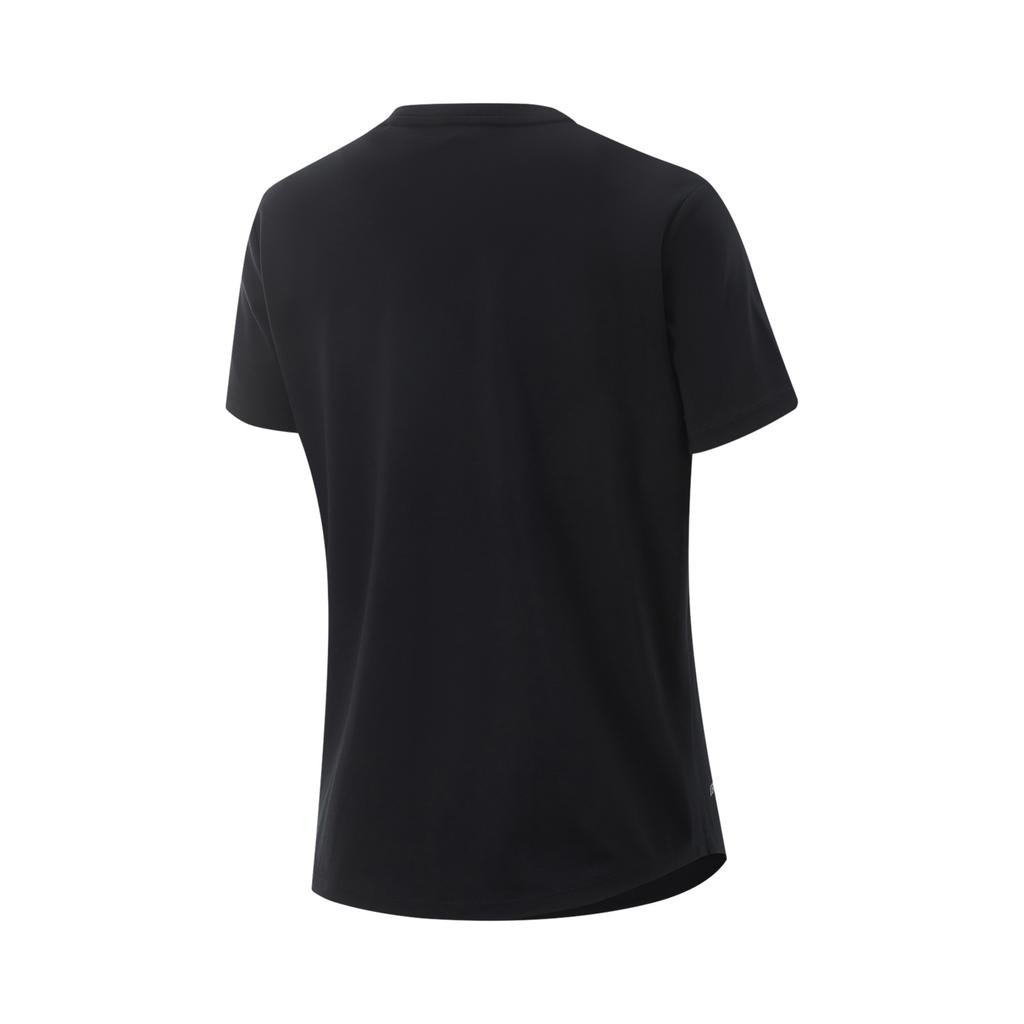 Li-Ning Comfortable Versatile Simple Solid Color Round Neck Short Sleeve T-Shirt Women Tops Black ATSV044-1