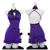 Elegant Fantasy Tifa Purple Dress Cosplay Outfit For Game Role Play In Polyester