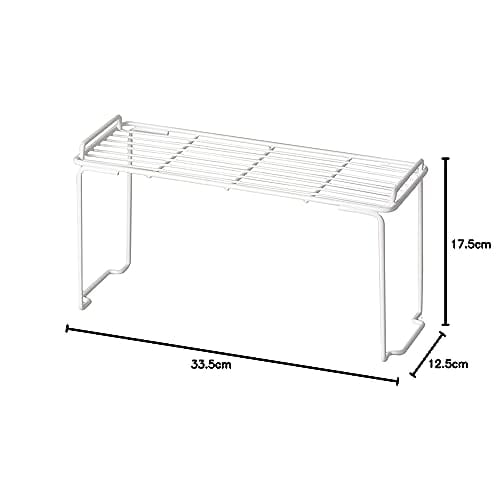 Pearl Metal Kitchen Rack, White, 33.5cm Wide, Slim Stackable Shelves, Blanc Kitchen, HB-4447