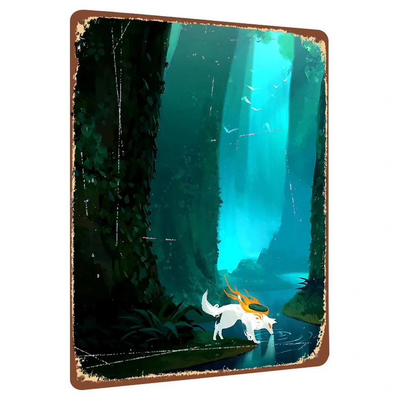 

Enchanted Forest Glowing Spirit Fox Metal Wall Art Decorative Painting for Home Decoration 20x30cm（7.8x11.8inch）