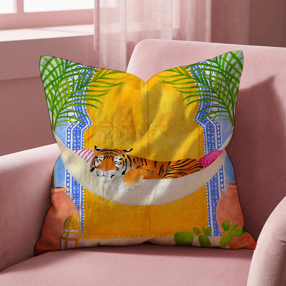 Cheetah Llama Leopard Jungle Cushion Cover Multi-Scene Pillow Cover for Home & Car - Reversible, Soft & Durable for Daily Use