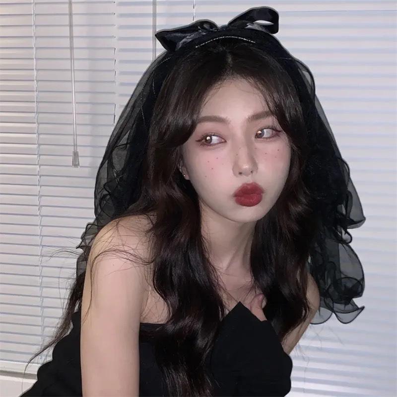 Halloween Geisterbraut Schleier Schwarze Schleife Handschuhe Weiblich Dunkle Cos Props