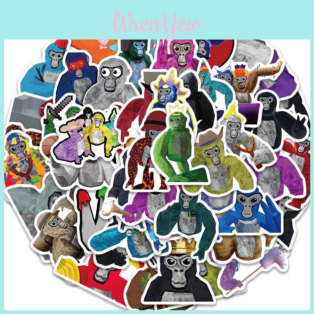 Waterproof Monkey Game Stickers 50 Decals For Guitar Notebook And Luggage Adorable Design
