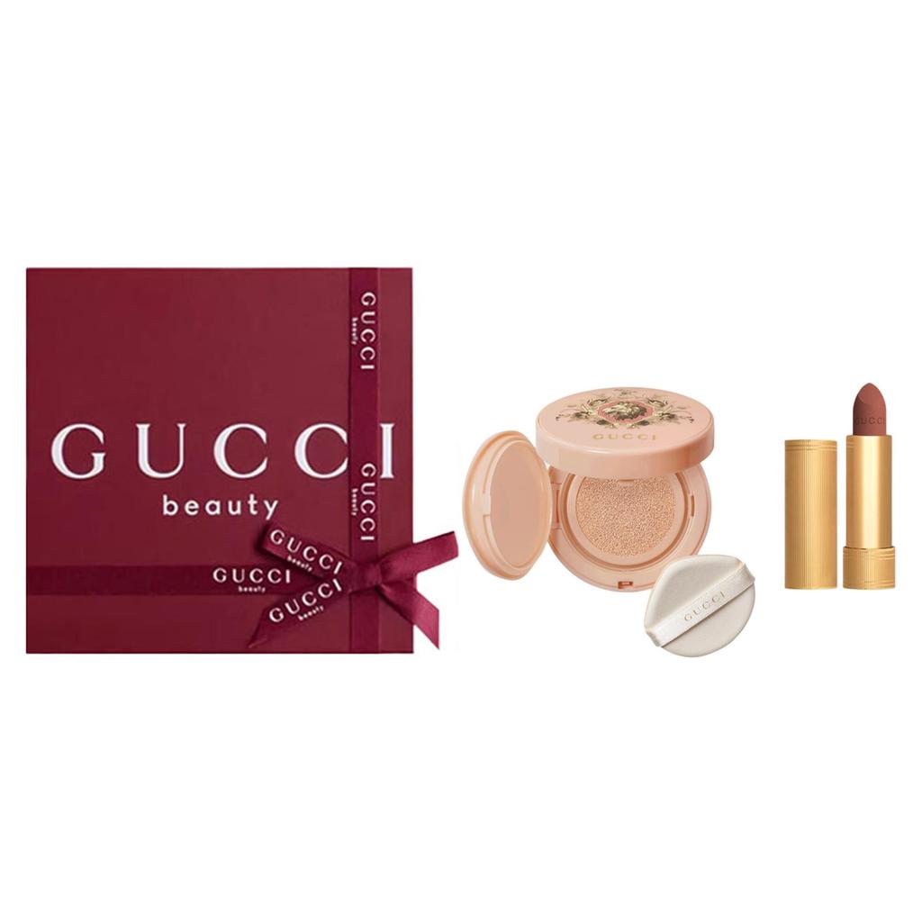 Gucci Lipstick With Cushion Foundation Makeup Set