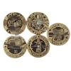 Antique Brass Qing Dynasty Five Emperors Coins, 3.2cm Diameter, Thickened Design