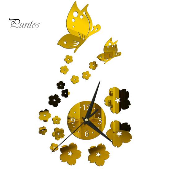 

1 комплект привабливих настінних годинників з дзеркальною поверхнею, що працюють від батарейок, високоточних настінних годинників для декору готелю золотистий