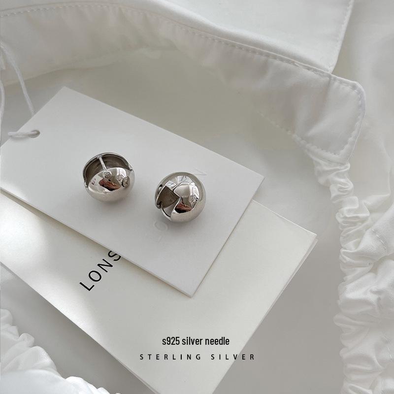 Retro Geometric Hoop Earrings: Stylish Round Ball Backs, Cool & Exaggerated Hip Hop Fashion