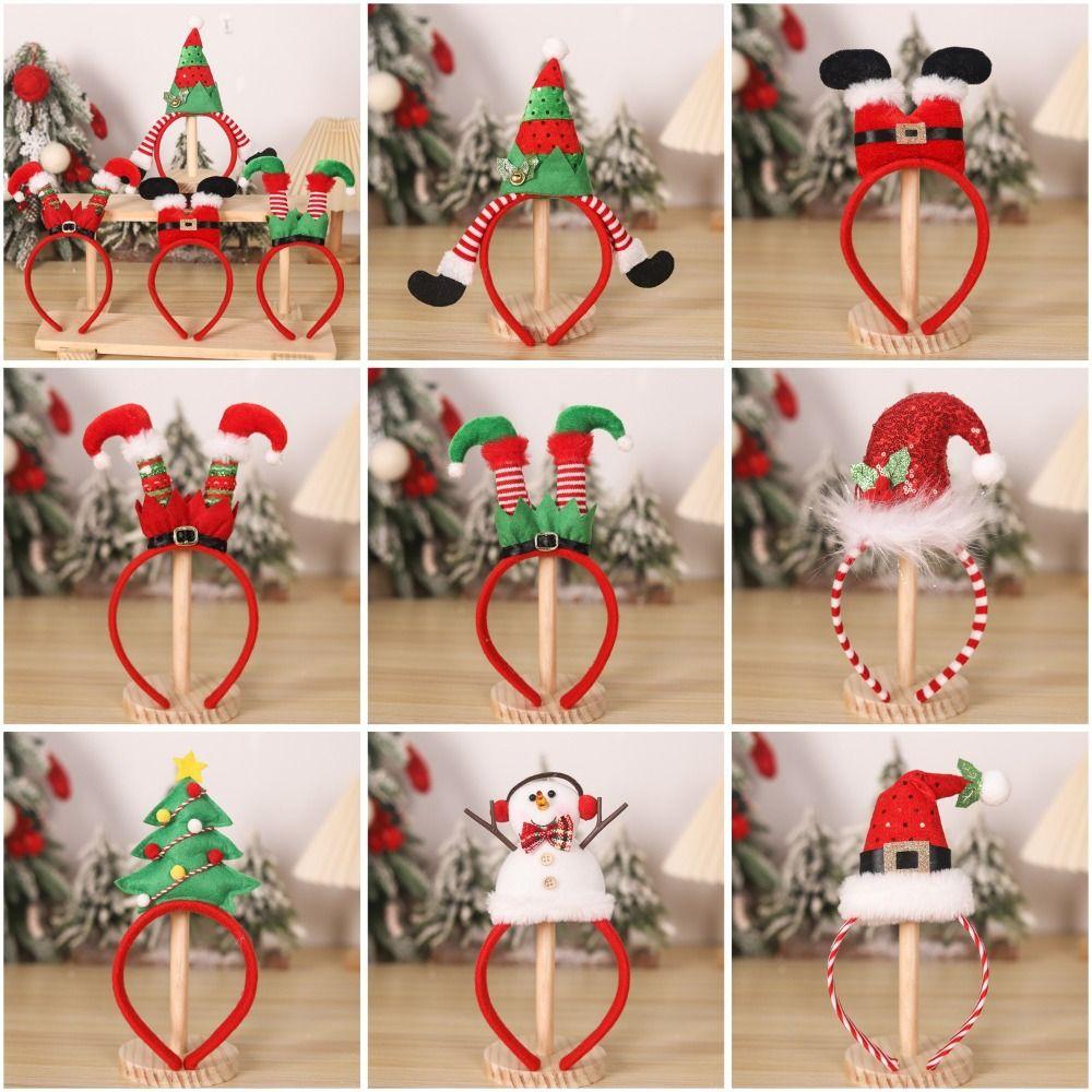 Cartoon Christmas Headbands Snowman Xmas Tree Headbands Holiday Hairbands New Year Celebration