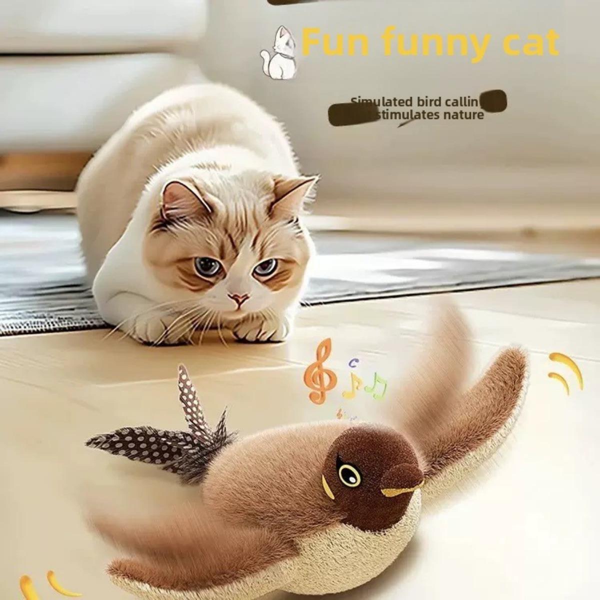 

Интерактивная электрическая игрушка для кошек с подвижной птичкой, зарядка USB, реалистичное движение полета, безопасное плюшевое тело и перьевой хвост, подходит для использования в помещении/на улице a коричневый