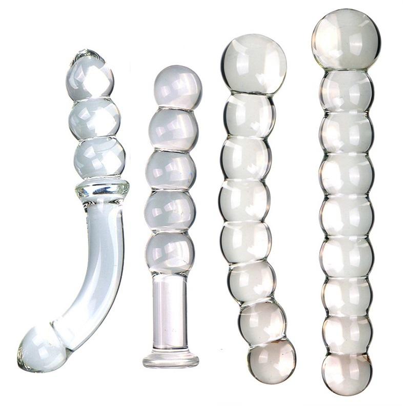 Dildo-uri din Sticlă de Cristal Dildo Realist Mărgele de Sticlă Penis Plug Anal pentru Punct G Jucării Sexuale Erotice pentru Femei Cupluri Adulți