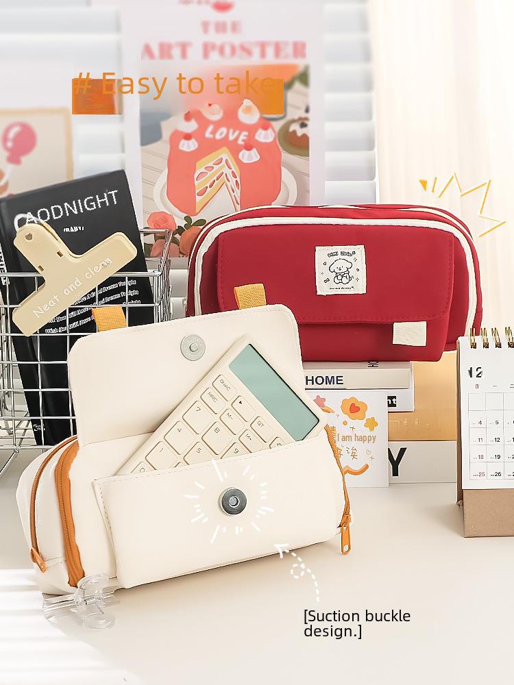 2024 Girl's Large Capacity Pencil Case for Elementary & Junior High Students - Stylish Stationery Bag