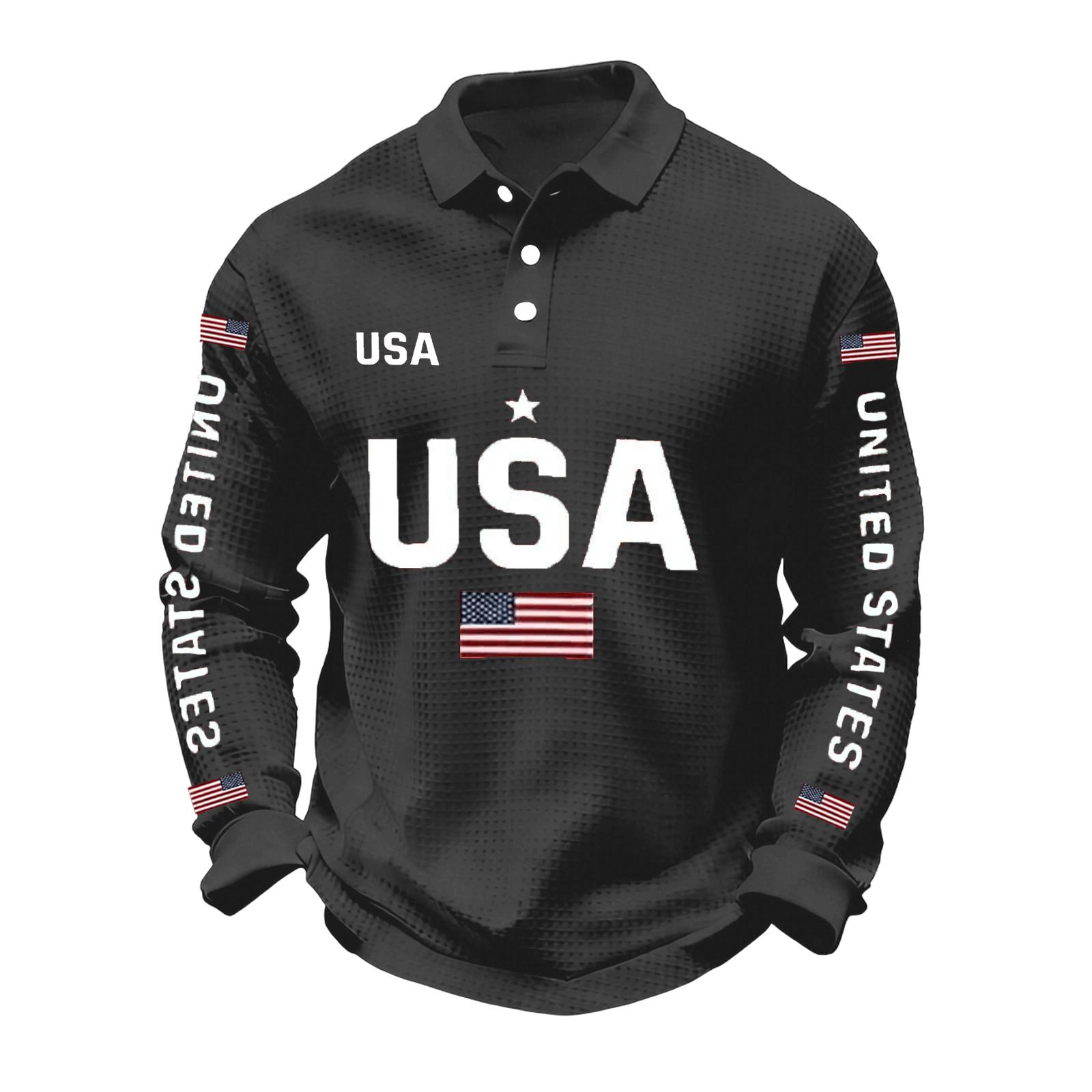 

Men s 250Th Anniversary Flag Print Casual Fabric Shirt Cross Patriotic Tee L чёрный