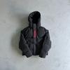 Mens Hooded Puffer Jacket Winter Warm Thick Cotton-Padded Outerwear Loose Fit Streetwear Classic Black Ice Blue