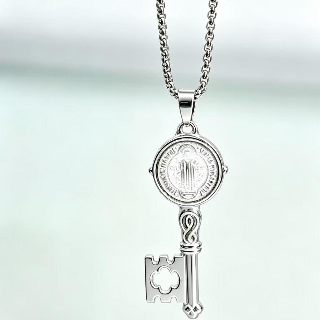 Stainless Steel Versatile Key Pendant Charm Necklace for Men & Women