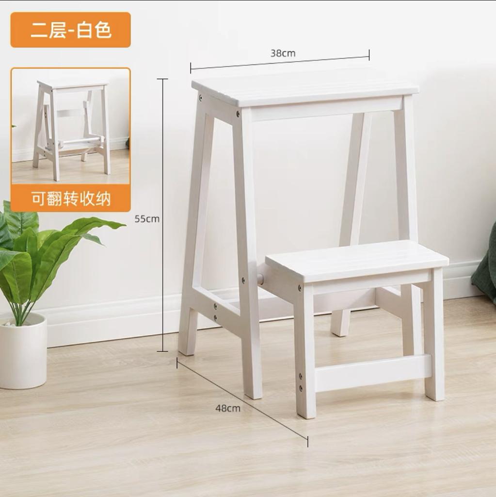 Household High-altitude Stool Dual-purpose Ladder Chair Indoor Multifunctional PedalFloor Ladder Solid Wood Folding Ladder Stool